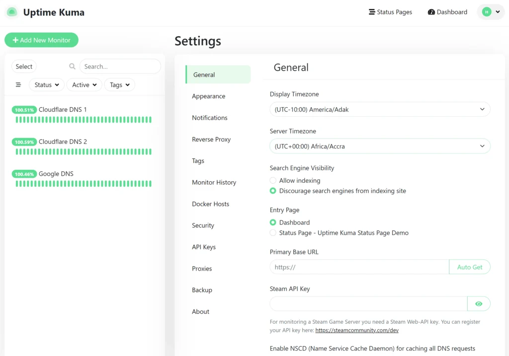 Uptime Kuma Settings 1024x717